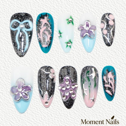 Y2K Cyber Style 3D Bow Press-On Nails