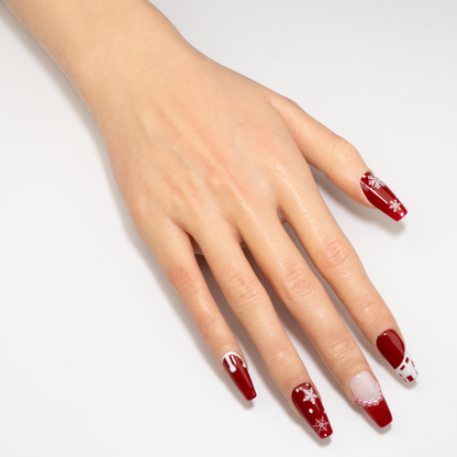 Snowflake Red White Art Press-On Nails