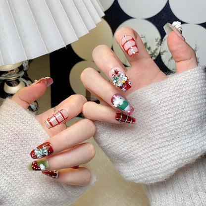 Christmas Theme  Trapezoid Press-On Nails