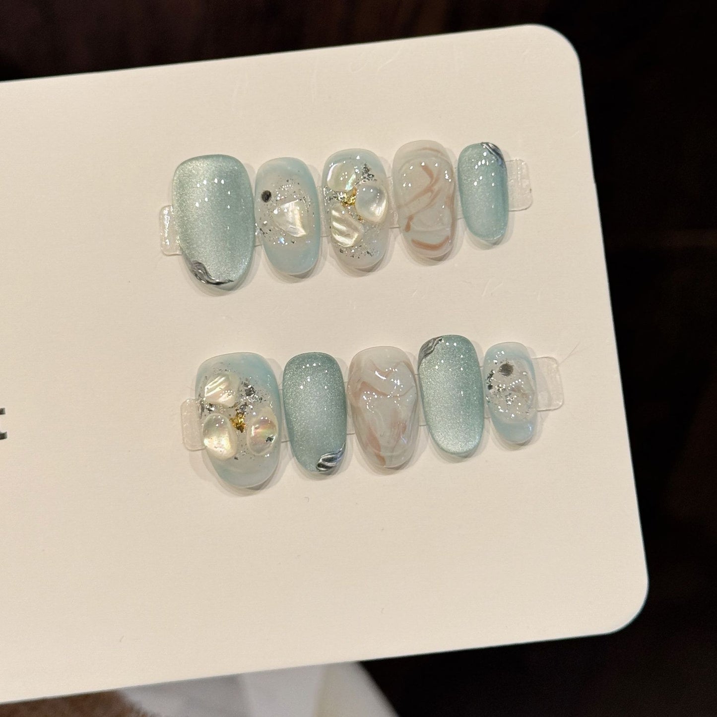 Mint Shell Squoval Press-On Nails