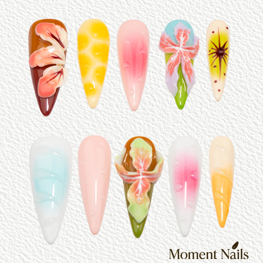 3D Flower Gradient Design Press-On Nails