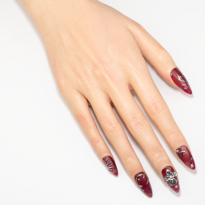 Pink Cat Eye & Silver  Press-On Nails