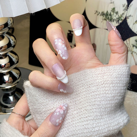 Nude Pink Sakura Oval Press-On Nails
