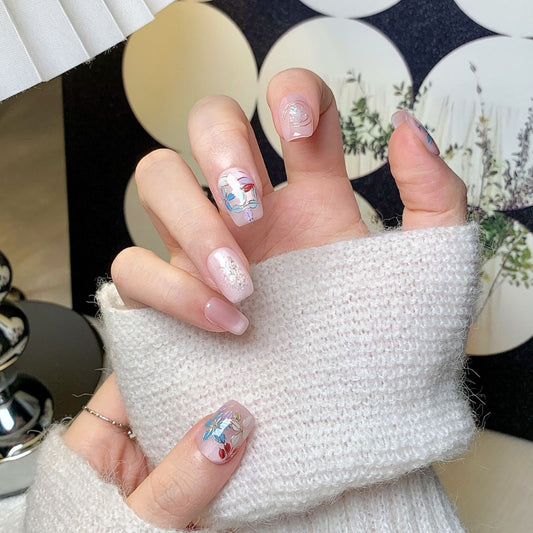 Pastel Floral  Square Press-On Nails