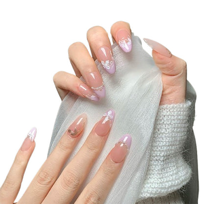 Nude Pink Light Purple Press-On Nails