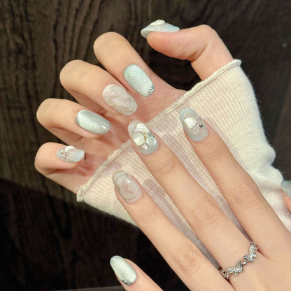 Mint Shell Squoval Press-On Nails