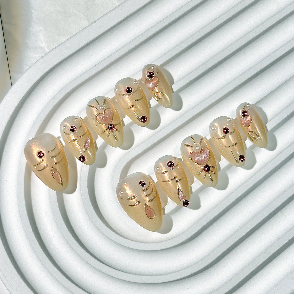 Golden Heart Almond  Sweet Luxury Press-On Nails