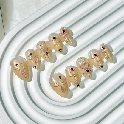 Golden Heart Almond  Sweet Luxury Press-On Nails