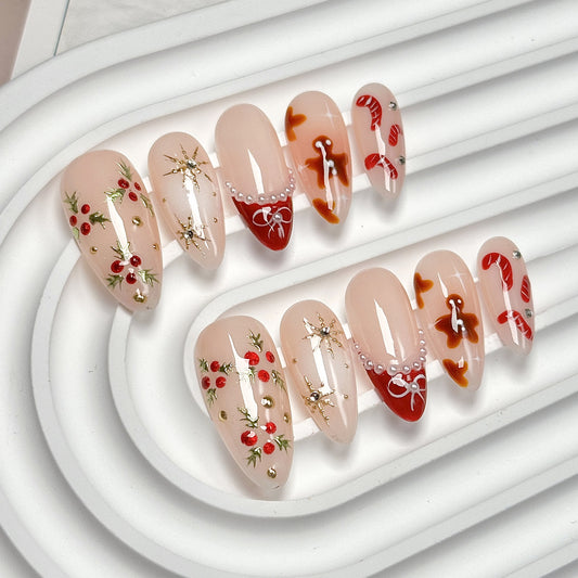 Nude Pink Christmas Sweet Press-On Nails