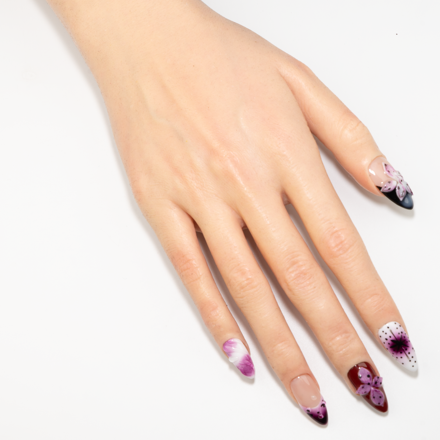 Purple & Burgundy Airbrush  Press-On Nails