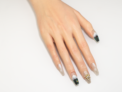 Festive Party Mix Press-On | 3D Snowflake Plaid Coffin Nails