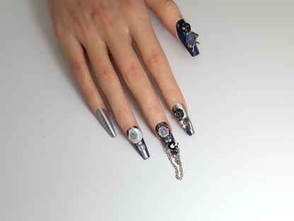 Vintage Cameo Rose Press-On Nails | Luxury Long Handmade Fake Nails