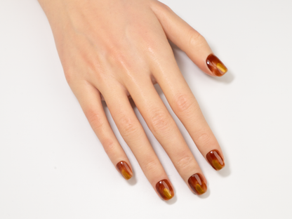 Caramel Latte Press-On Nails | Handmade Glitter Stripe Coffin