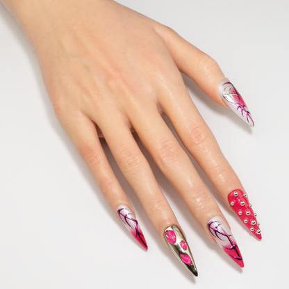 Pink Gold Metal Deco  Press-On Nails