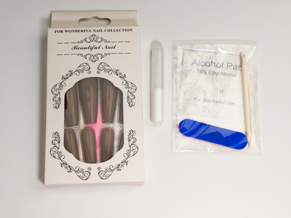 Matte Cocoa Brown Press-On Nails | Solid Color Long Ballerina