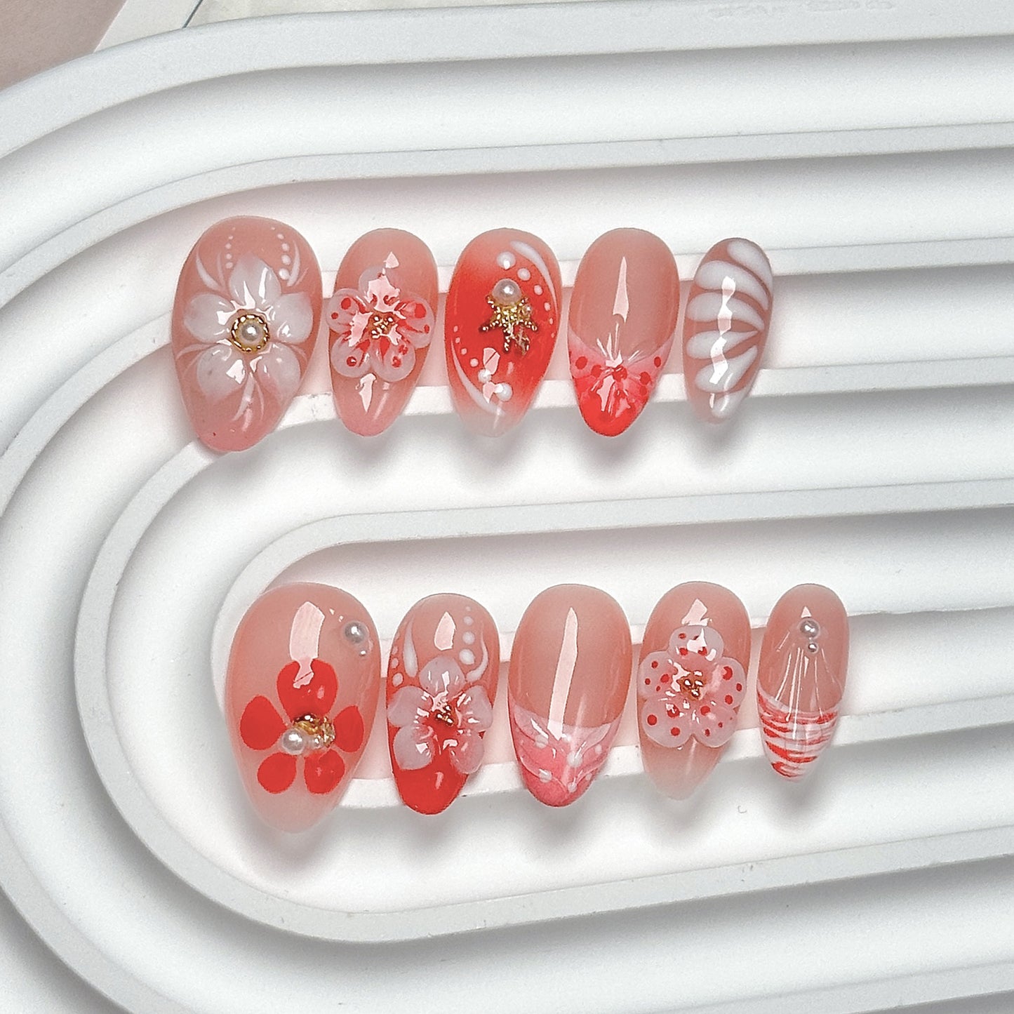 Pink Cherry Almond Short Press-On Nails