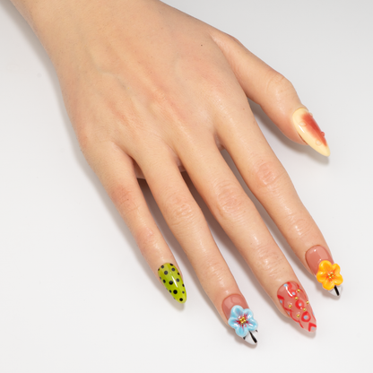 Retro Almond Press-On Nails