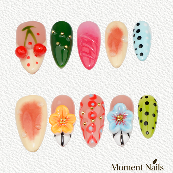 Retro Almond Press-On Nails