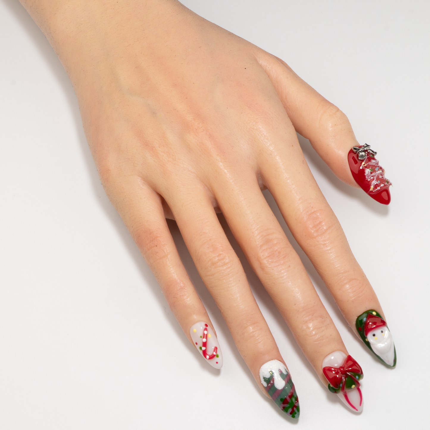 Snowman Candy Red Green Art  Press-On Nails