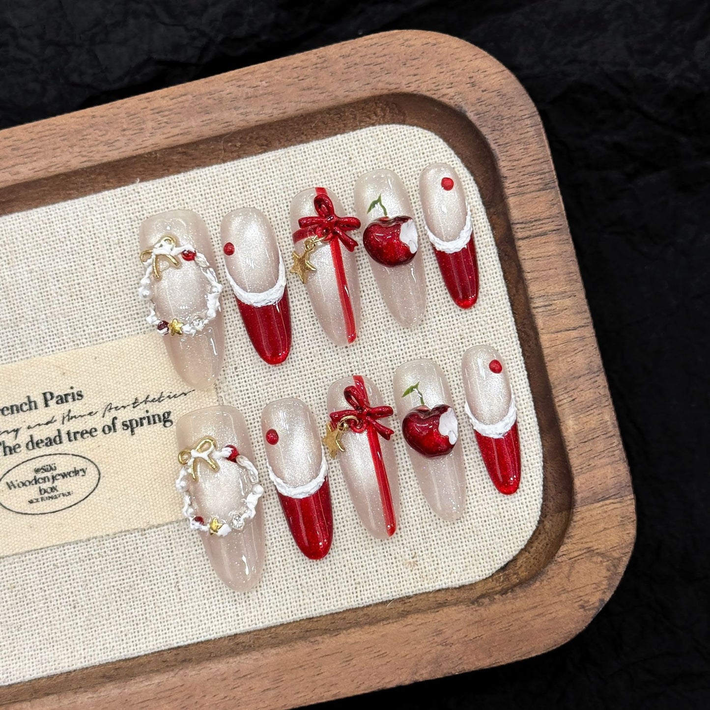 Red Cherry Bow Press-On Nails