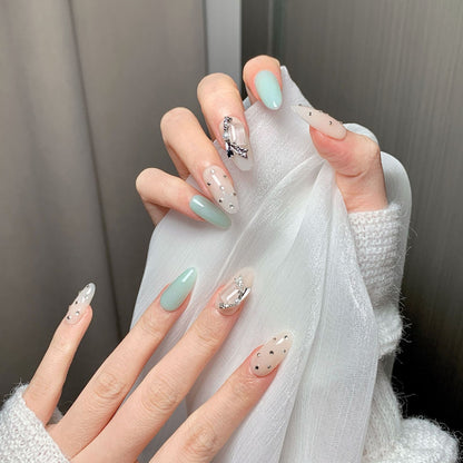 Light Green Nude Diamond Press-On Nails