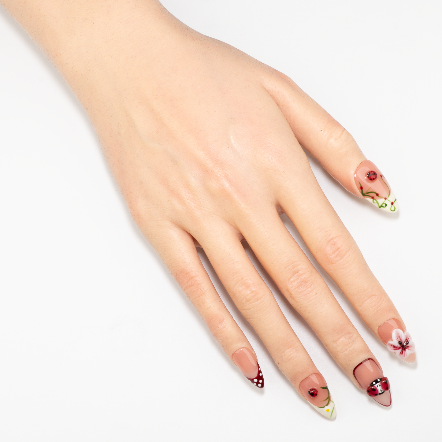 Cute 3D Ladybug Press-On Nails