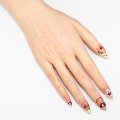 Cute 3D Ladybug Press-On Nails
