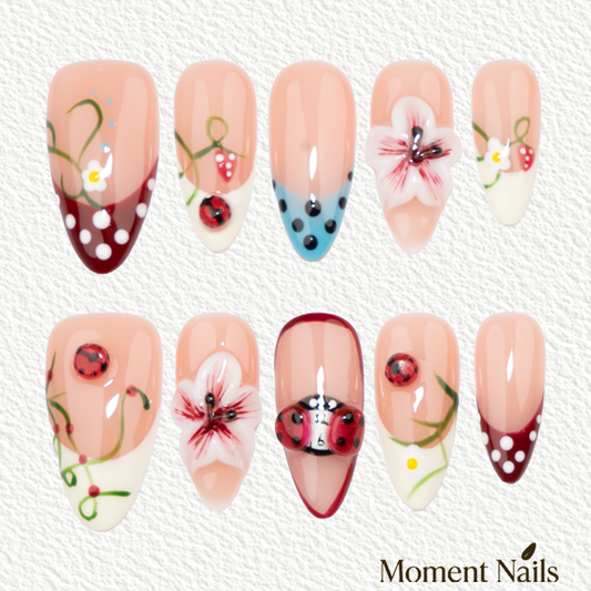 Cute 3D Ladybug Press-On Nails