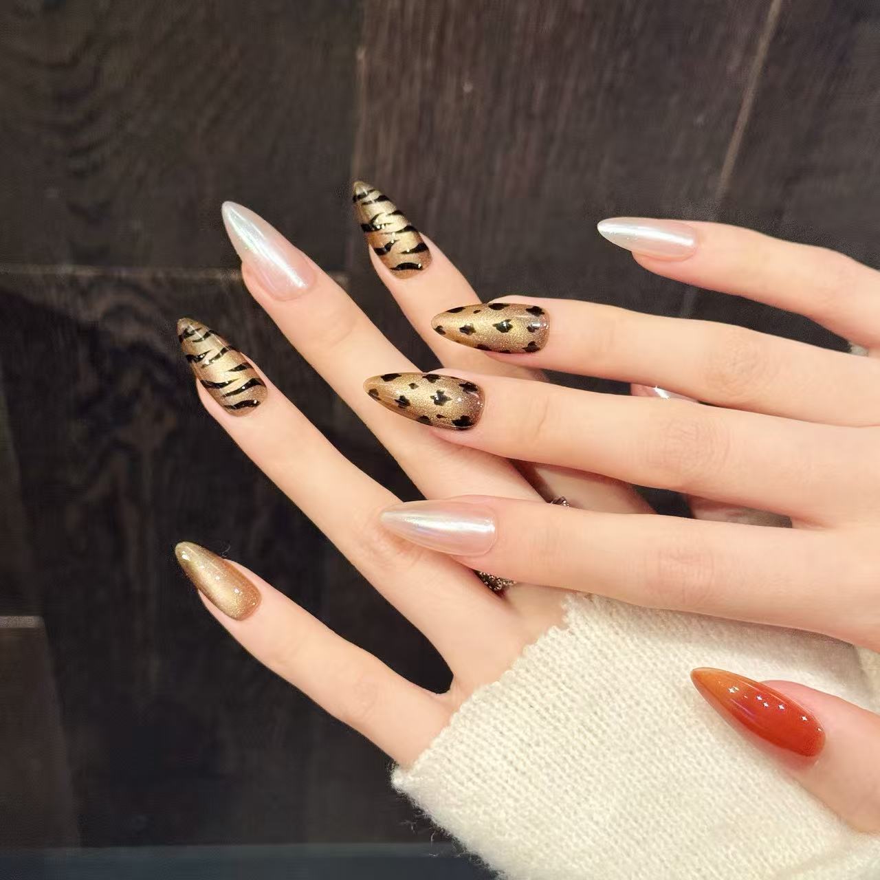 Animal Print Almond Press-On Nails