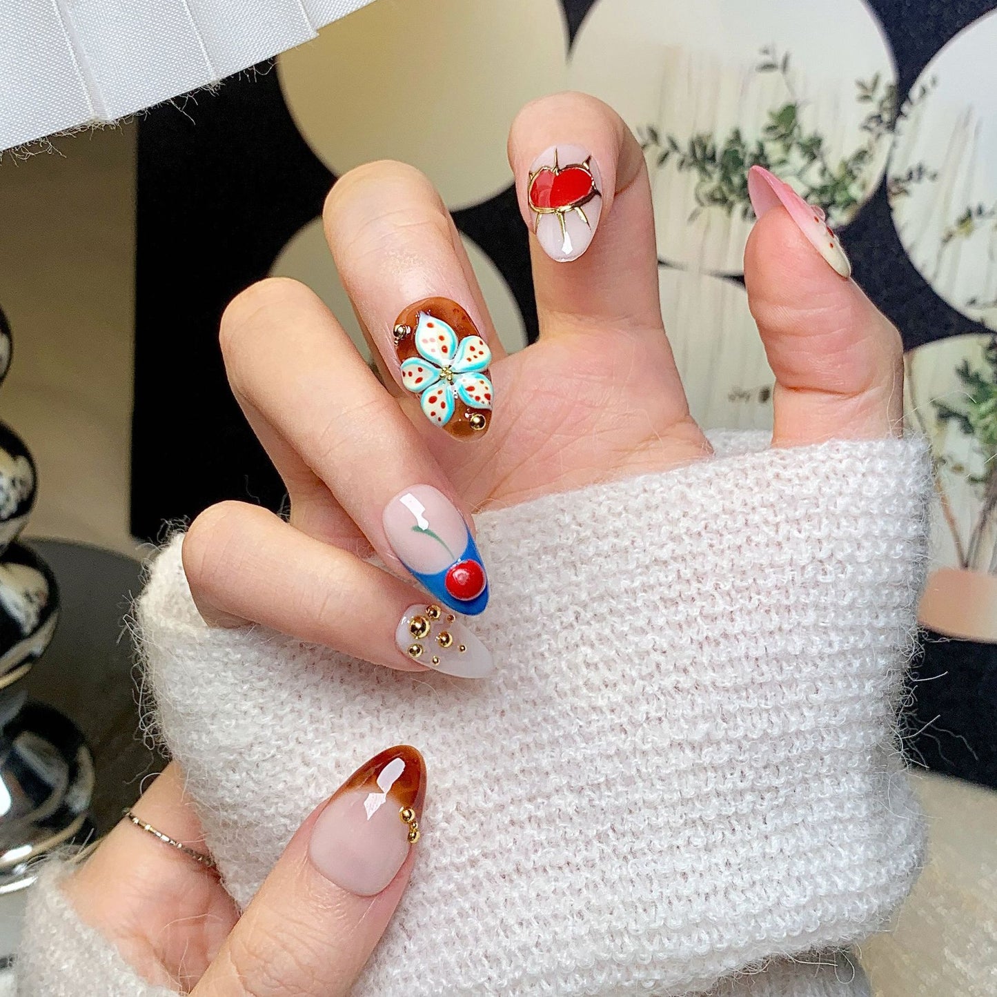 Colorful Cute Short Almond Press-On Nails