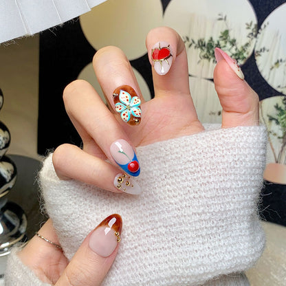 Colorful Cute Short Almond Press-On Nails