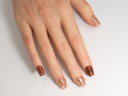Bronze Cat Eye Press-On Nails | Short Coffin Handmade Fake Nails