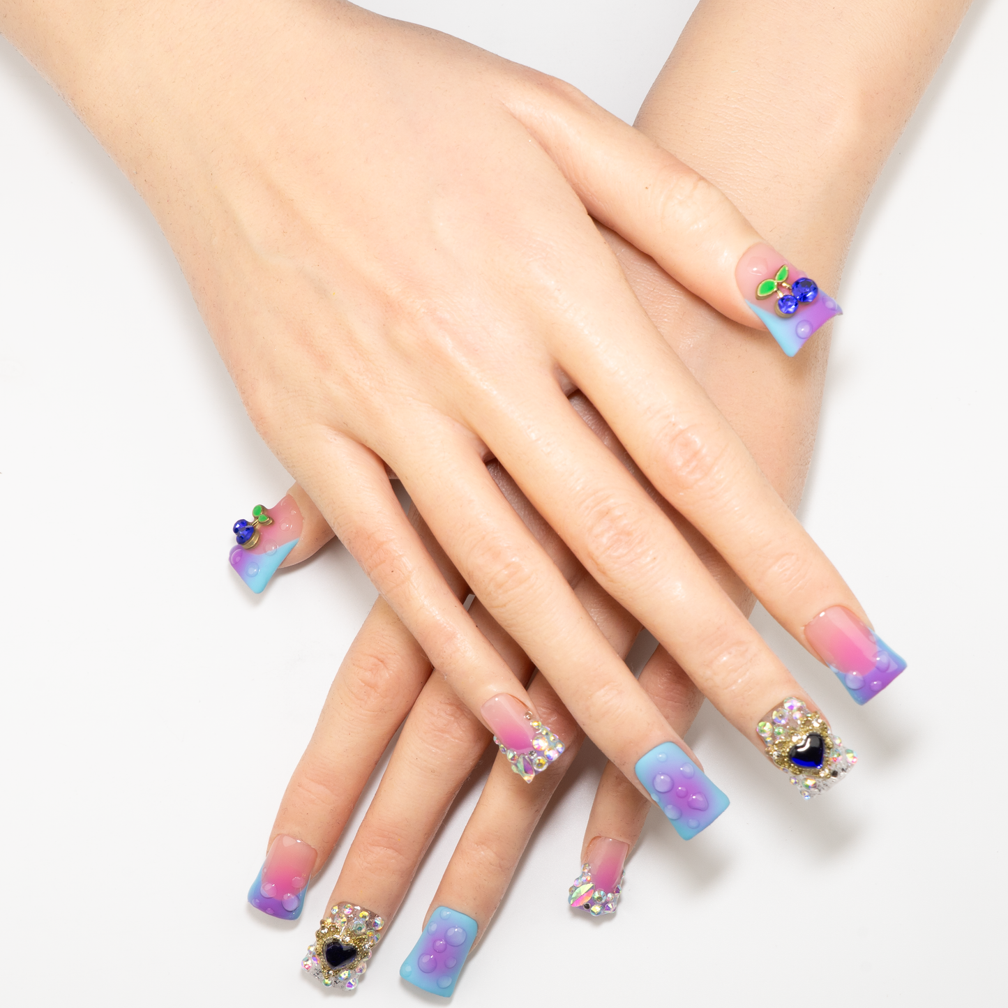 Blue Heart Gem Press-On Nails