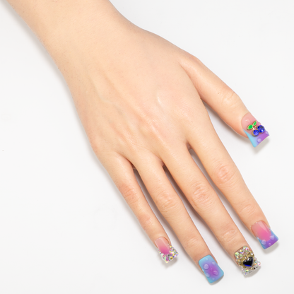 Blue Heart Gem Press-On Nails