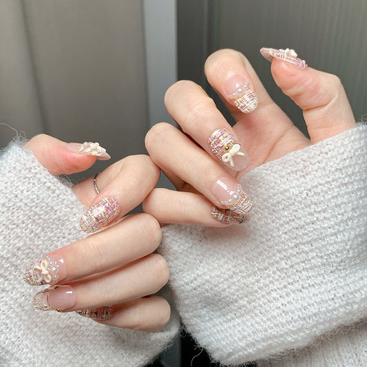 Nude Pink Chanel-Style Luxury Press-On Nails
