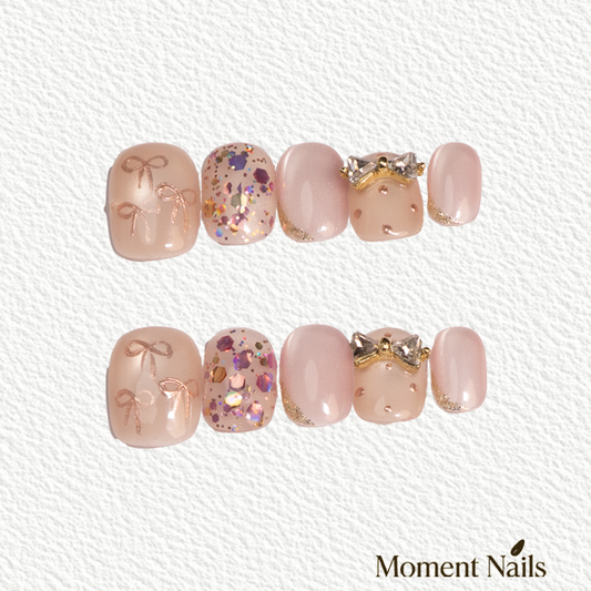Pink Bow Short  Press-On Nails
