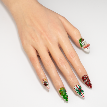 Handmade Christmas Almond Nails