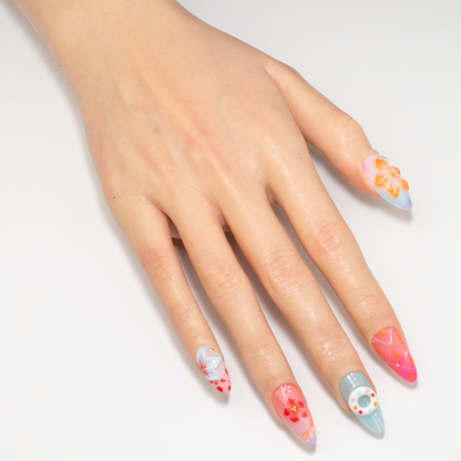 3D Flower Starfish Almond Press-On Nails