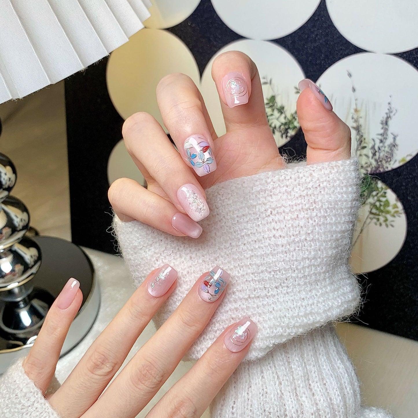 Pastel Floral  Square Press-On Nails