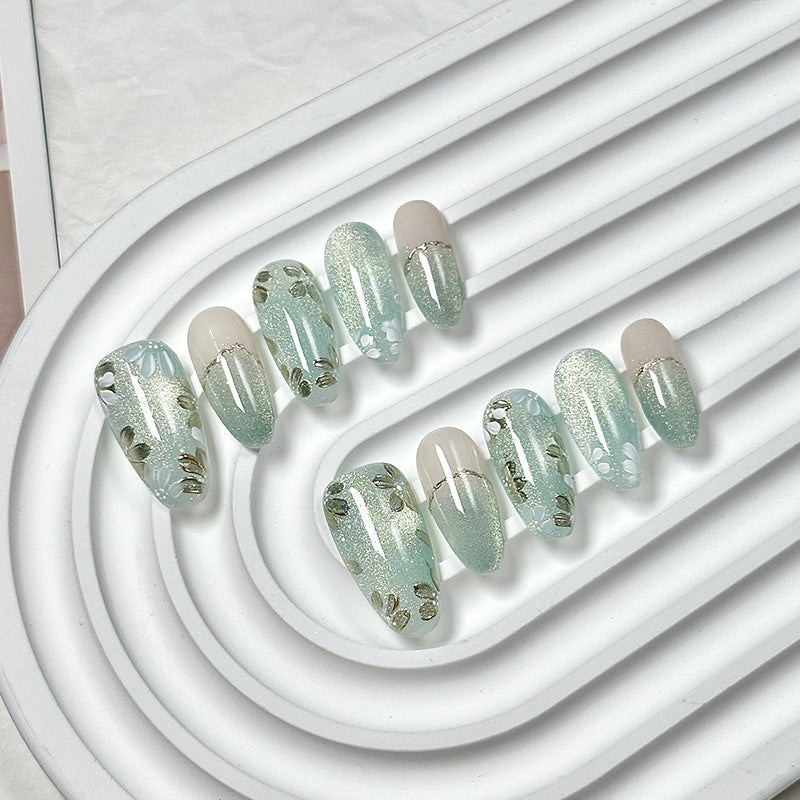 Light Green Glitter  Press-On Nails