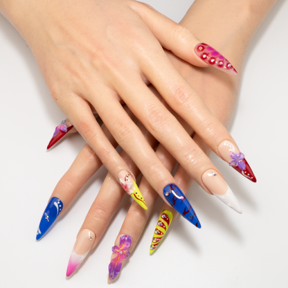 3D Flower Rhinestone Deco Press-On Nails