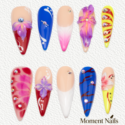 3D Flower Rhinestone Deco Press-On Nails
