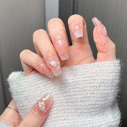 Peach Shell  Trapezoid Press-On Nails