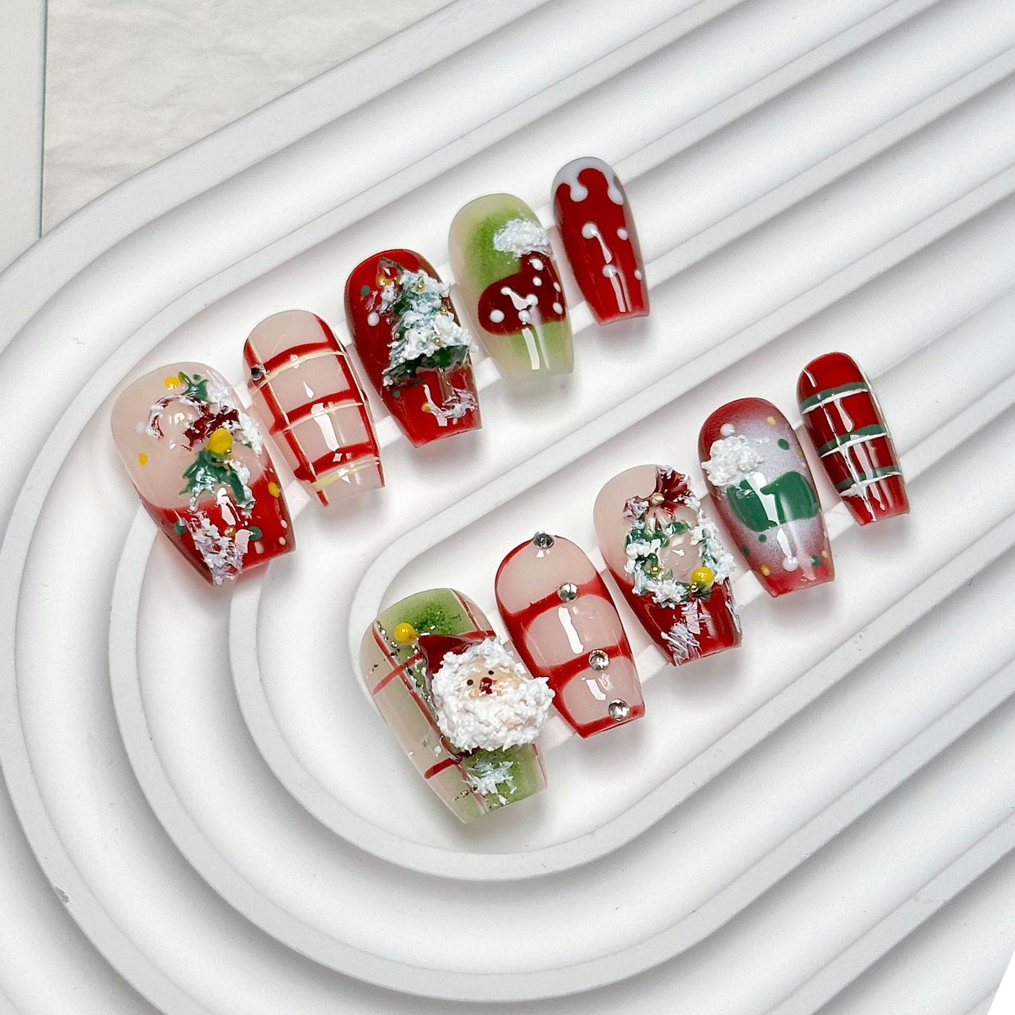 Christmas Theme  Trapezoid Press-On Nails