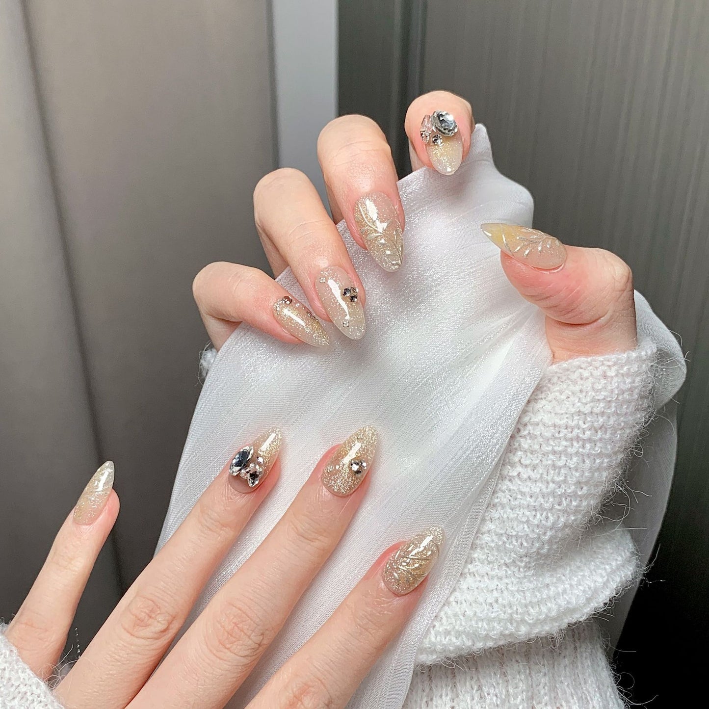 Gilded Almond Luxury Press-On Nails