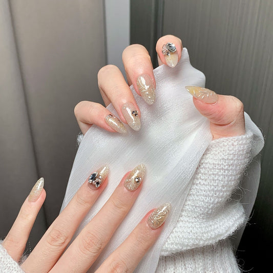 Gilded Almond Luxury Press-On Nails