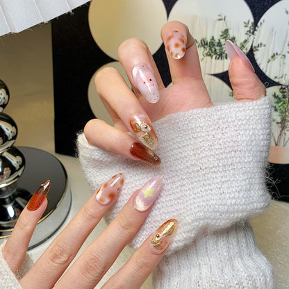 Pink-Brown Sheer Dreamy Fairy Press-On Nails