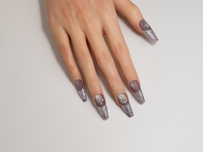 Matte Taro Purple Press-On Nails | French Handmade Long Coffin