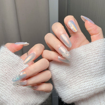 Aurora Lace Oval Press-On Nails