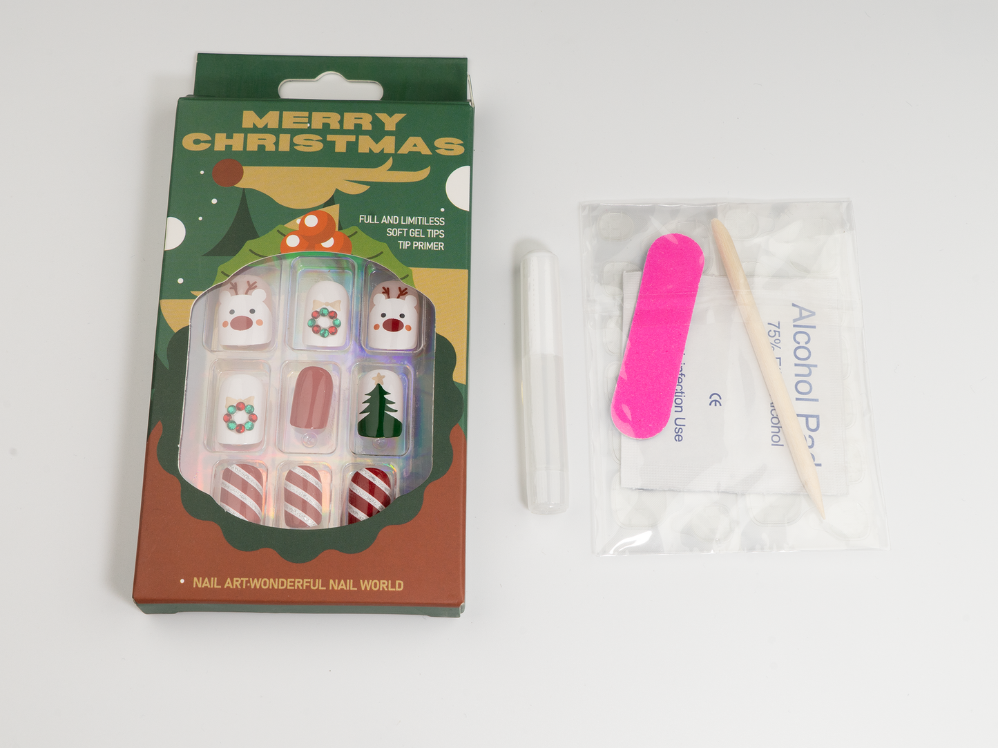 Christmas Reindeer Press-On Nails | Cartoon Mix & Match | Short Square